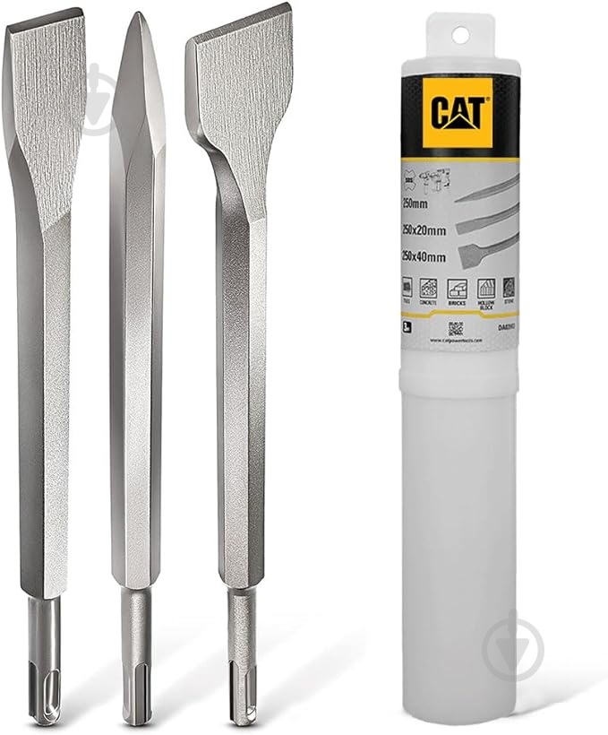 Набор зубил CAT SDS-plus 250 мм 3 шт. DA03903 - фото 2 Набор зубил CAT SDS-plus 250 мм 3 шт. DA03903 - фото 2