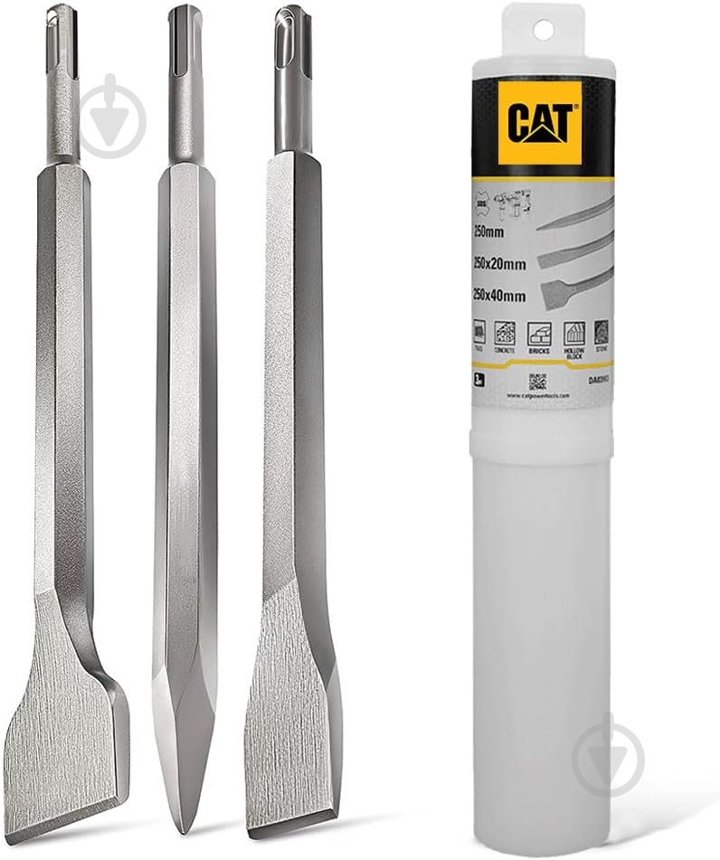 Набор зубил CAT SDS-plus 250 мм 3 шт. DA03903 - фото 1 Набор зубил CAT SDS-plus 250 мм 3 шт. DA03903 - фото 1