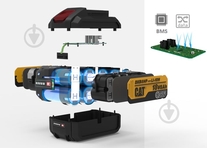 Аккумулятор CAT 18,0V 8Ah DXB8HP - фото 3 Аккумулятор CAT 18,0V 8Ah DXB8HP - фото 3