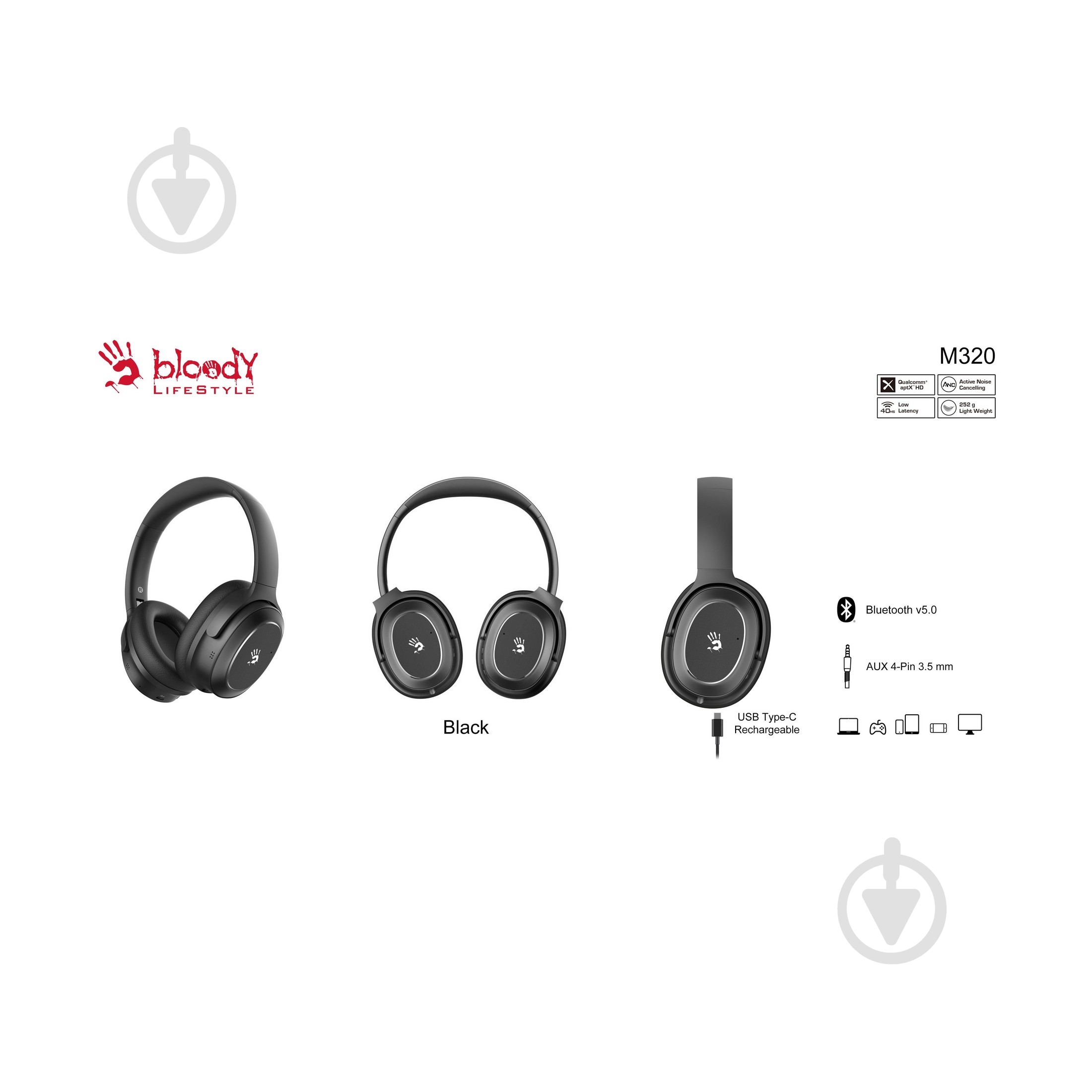 Наушники BLOODY M320 black (M320) - фото 5