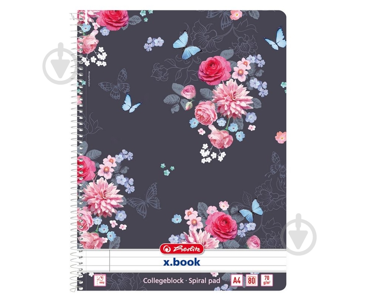 Блокнот А4 80 аркушів лінія Ladylike Flowers 50021468F Herlitz - фото 1