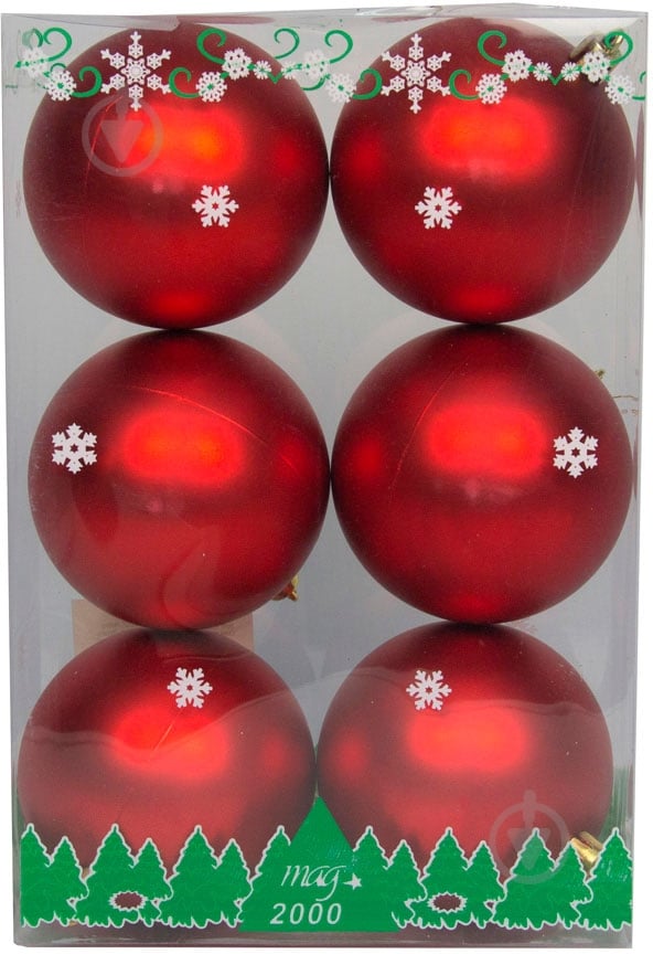 Набір іграшок кулі червоні матові Девілон 890797 d80 мм 6 шт./уп. - фото 1