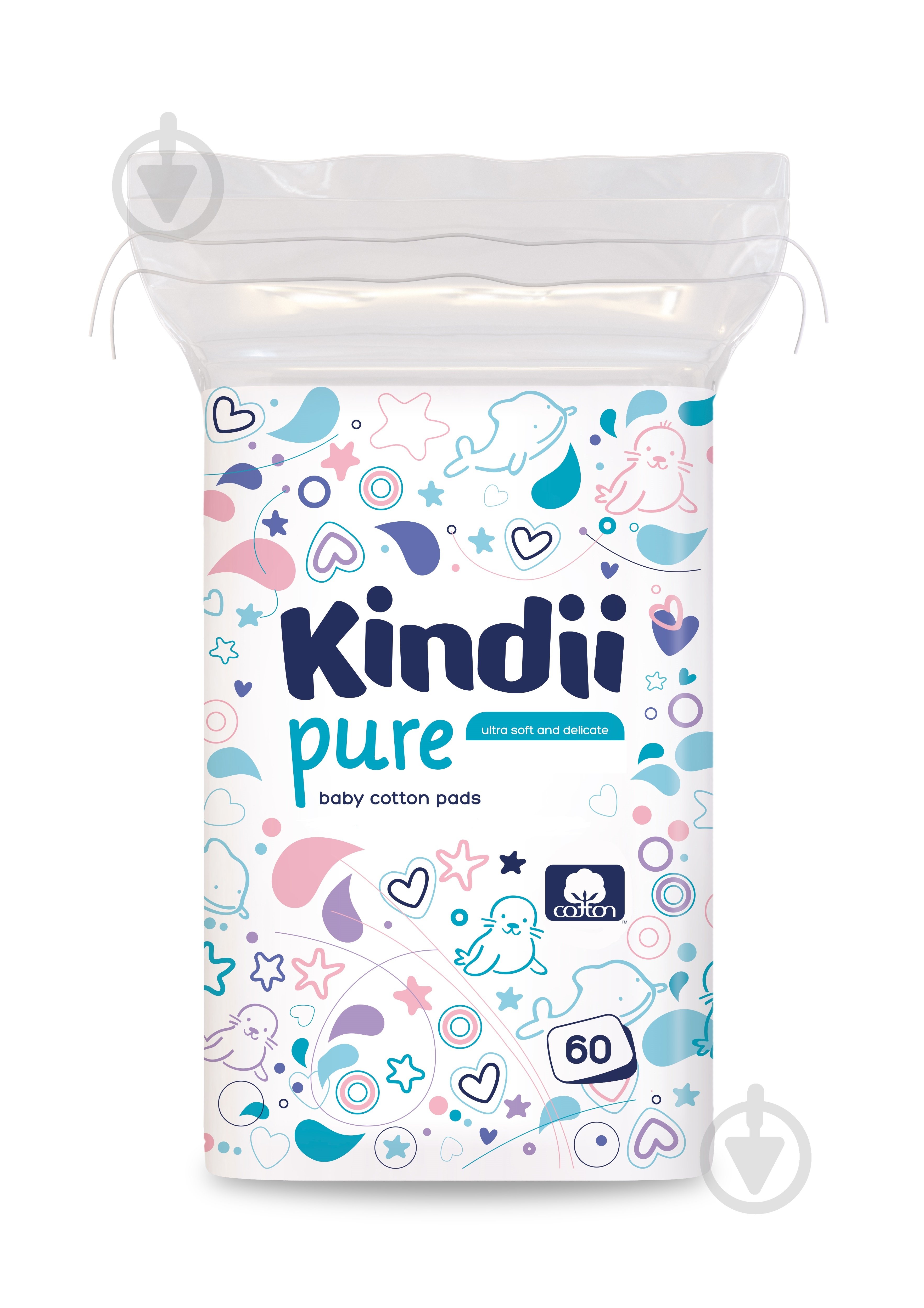 Ватные диски Kindii Pure 60 шт. (мягкая) - фото 1 Ватные диски Kindii Pure 60 шт. (мягкая) - фото 1