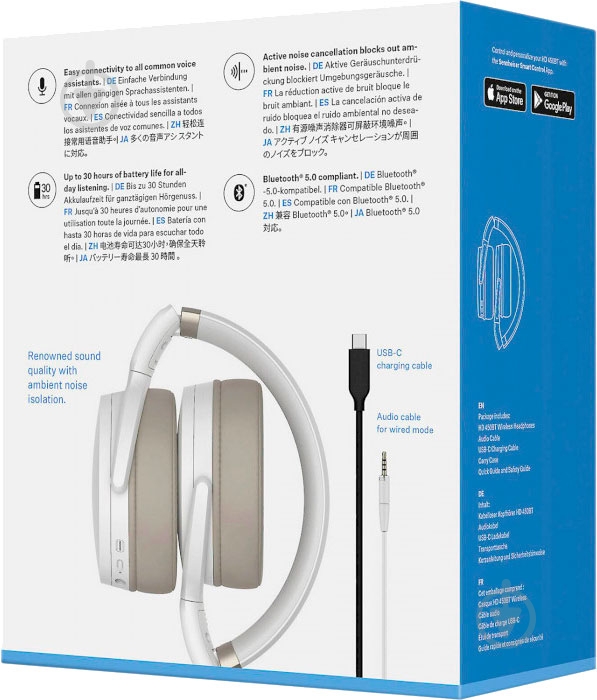 Наушники Sennheiser HD 450 BT white (508387) - фото 5