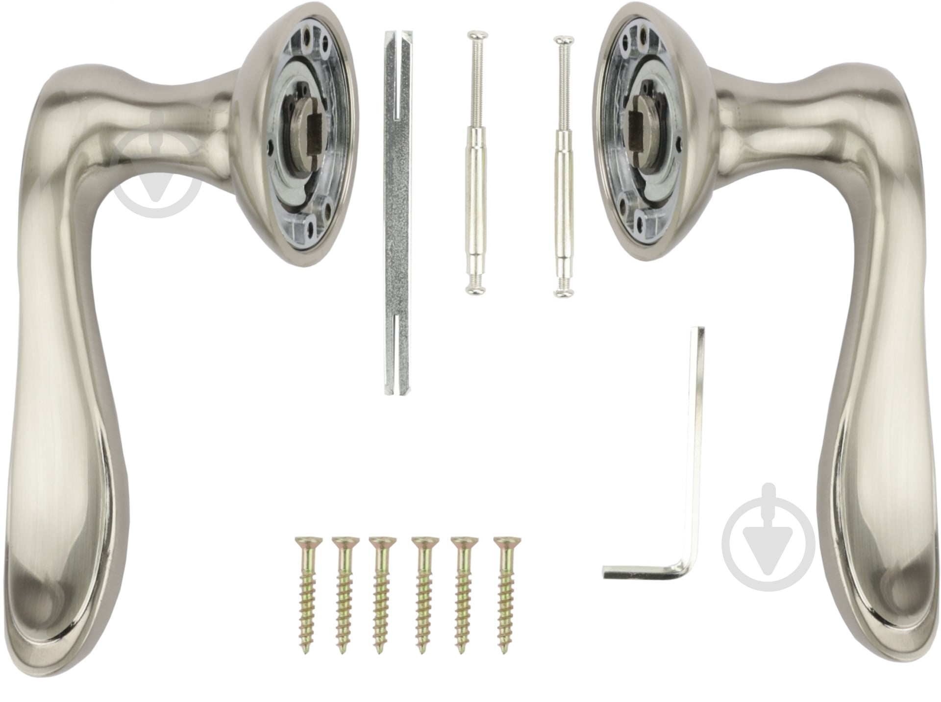Ручка на розетці Linde A-2009 SN/CP матовий нікель/хром - фото 4
