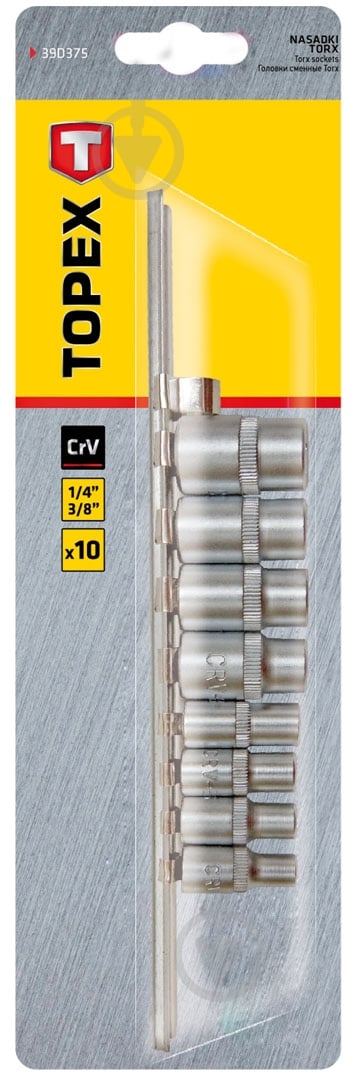 Набор головок Topex 9 шт. 39d375 - фото 2