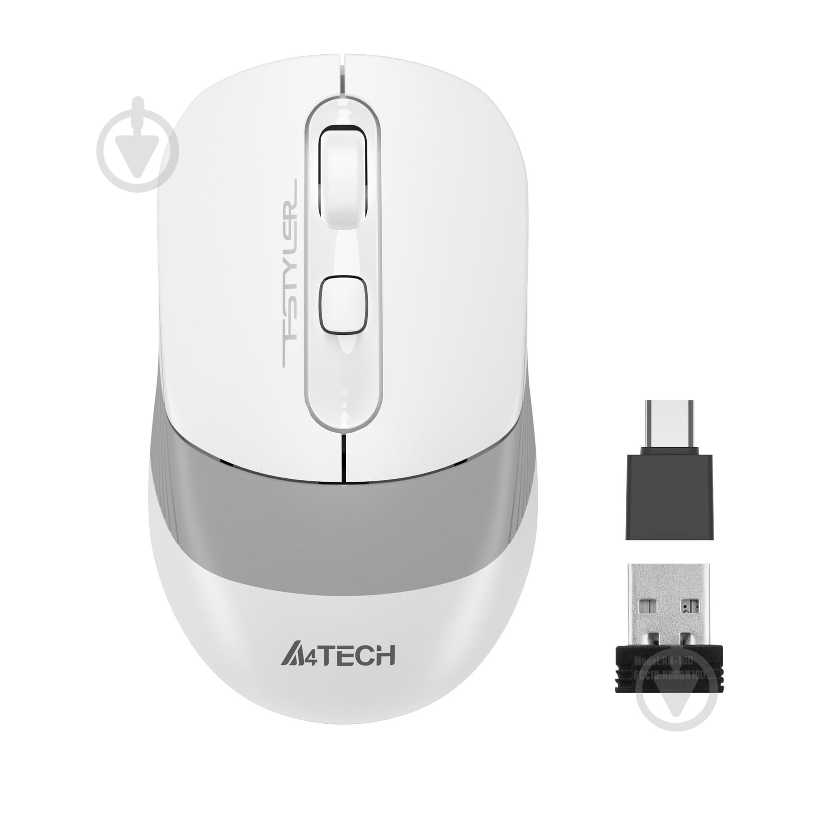 Мишка бездротова A4Tech безшумна, 2000 dpi white/grey (FG10CS Air) - фото 1