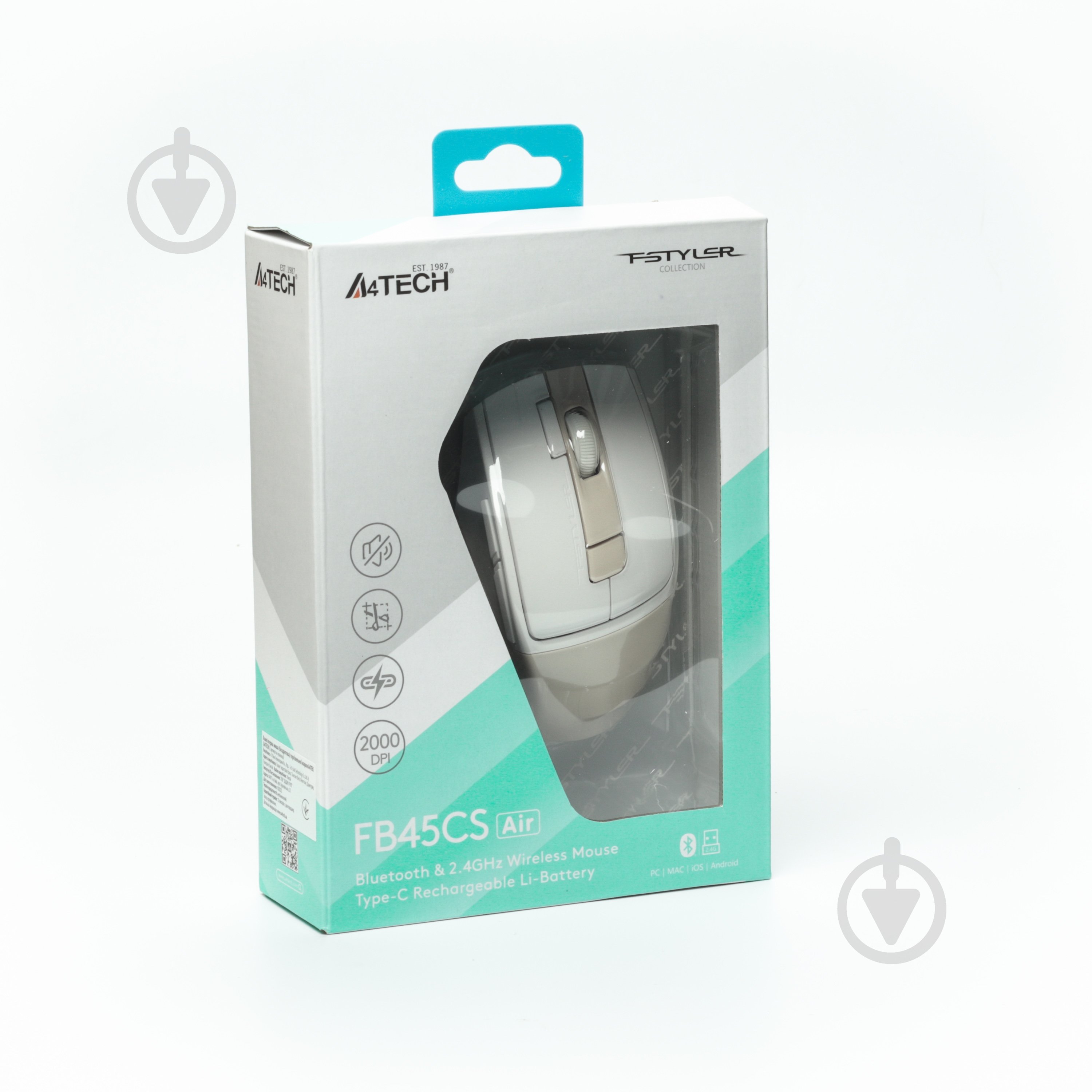 Мышь A4Tech BT+RF (Combo), 2000DPI beige (FB45CS Air) - фото 6