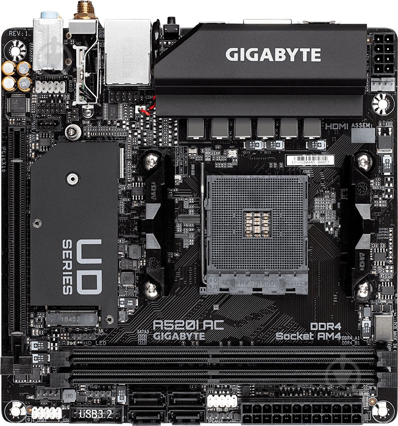 Материнская плата Gigabyte A520I AC (Socket AM4, AMD A520, mini ITX) - фото 2