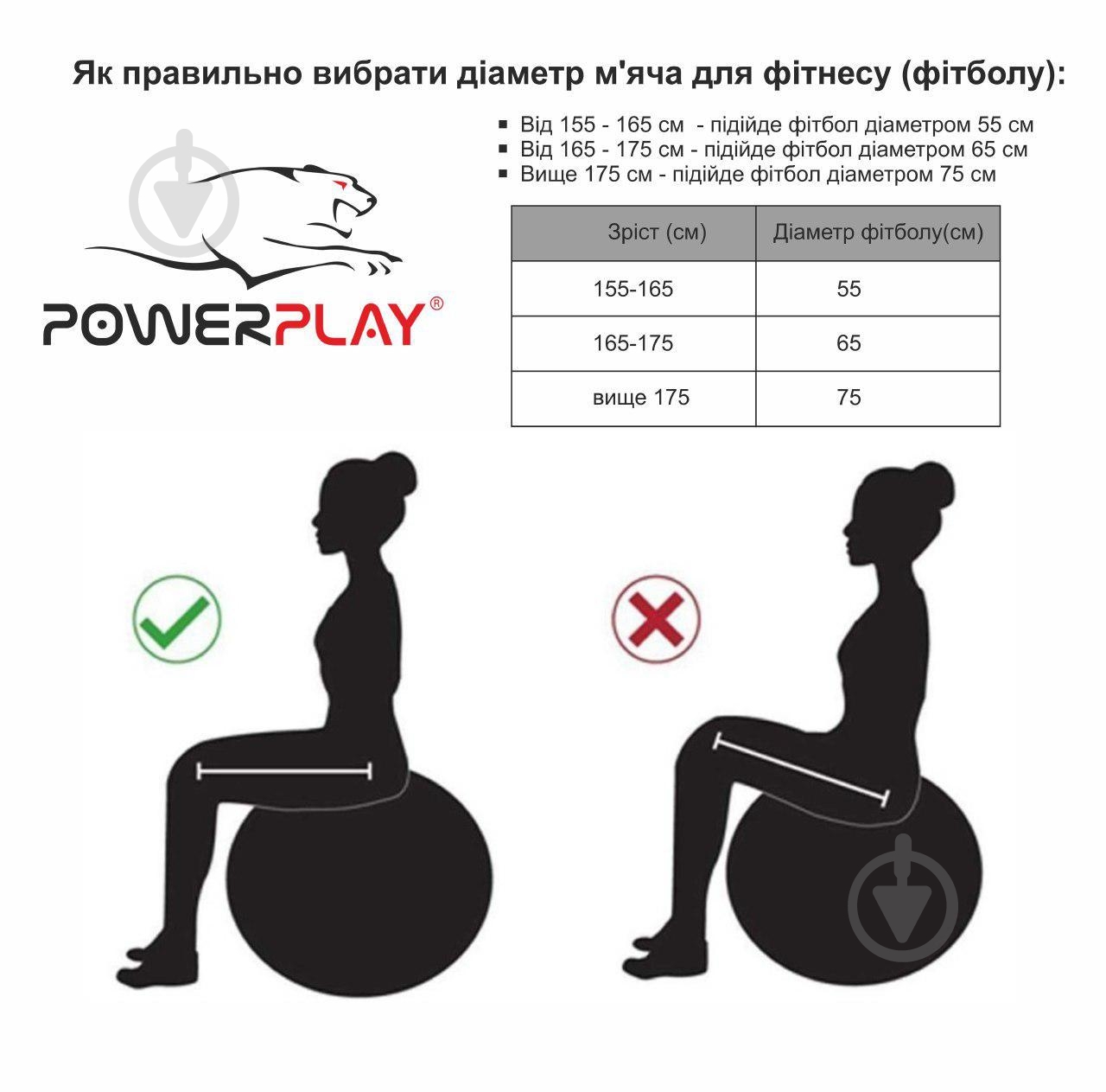 Фітбол PowerPlay чорний d65 PP_4001_Black - фото 5