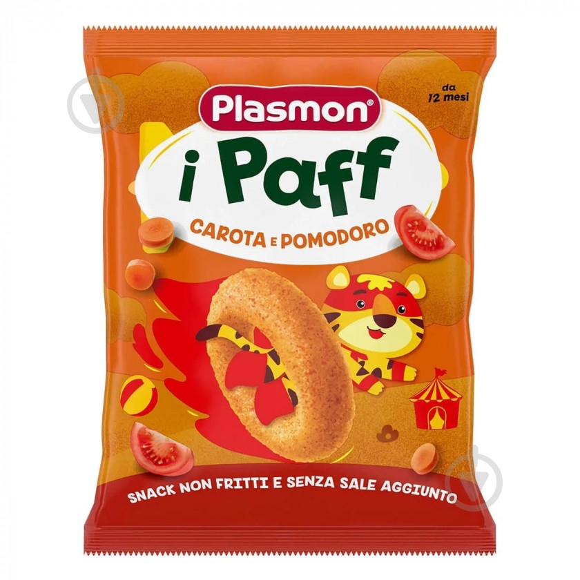 Снеки PLASMON з морквою та томатами Baby Puffs м/у 15 г - фото 1