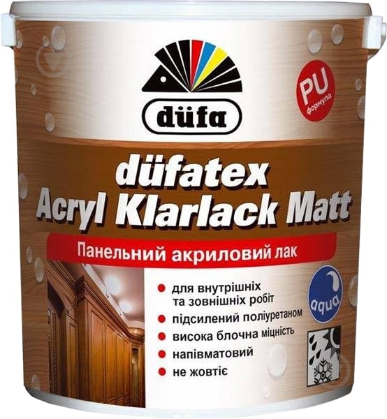 Лак Düfatex Acryl Klarlack Matt Dufa полумат прозрачный 2,5 л - фото 1
