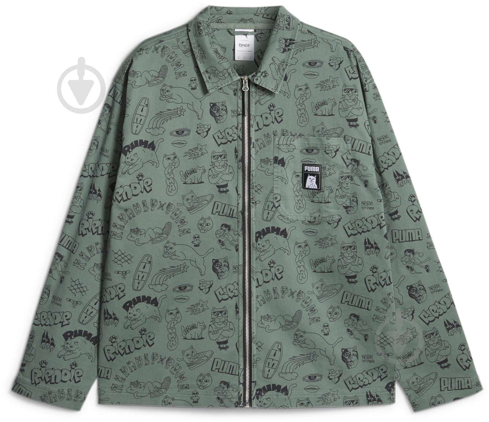 Рубашка Puma PUMA X RIPNDIP AOP TWILL SHIRT 62219844 р. M зеленый - фото 1
