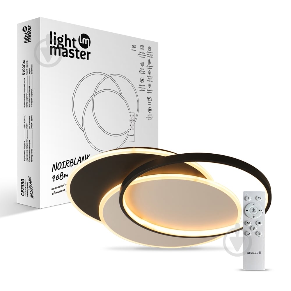 Светильник настенно-потолочный LightMaster NOIRBLANC белый с черным 3000-6500 К CE2330 96W - фото 1