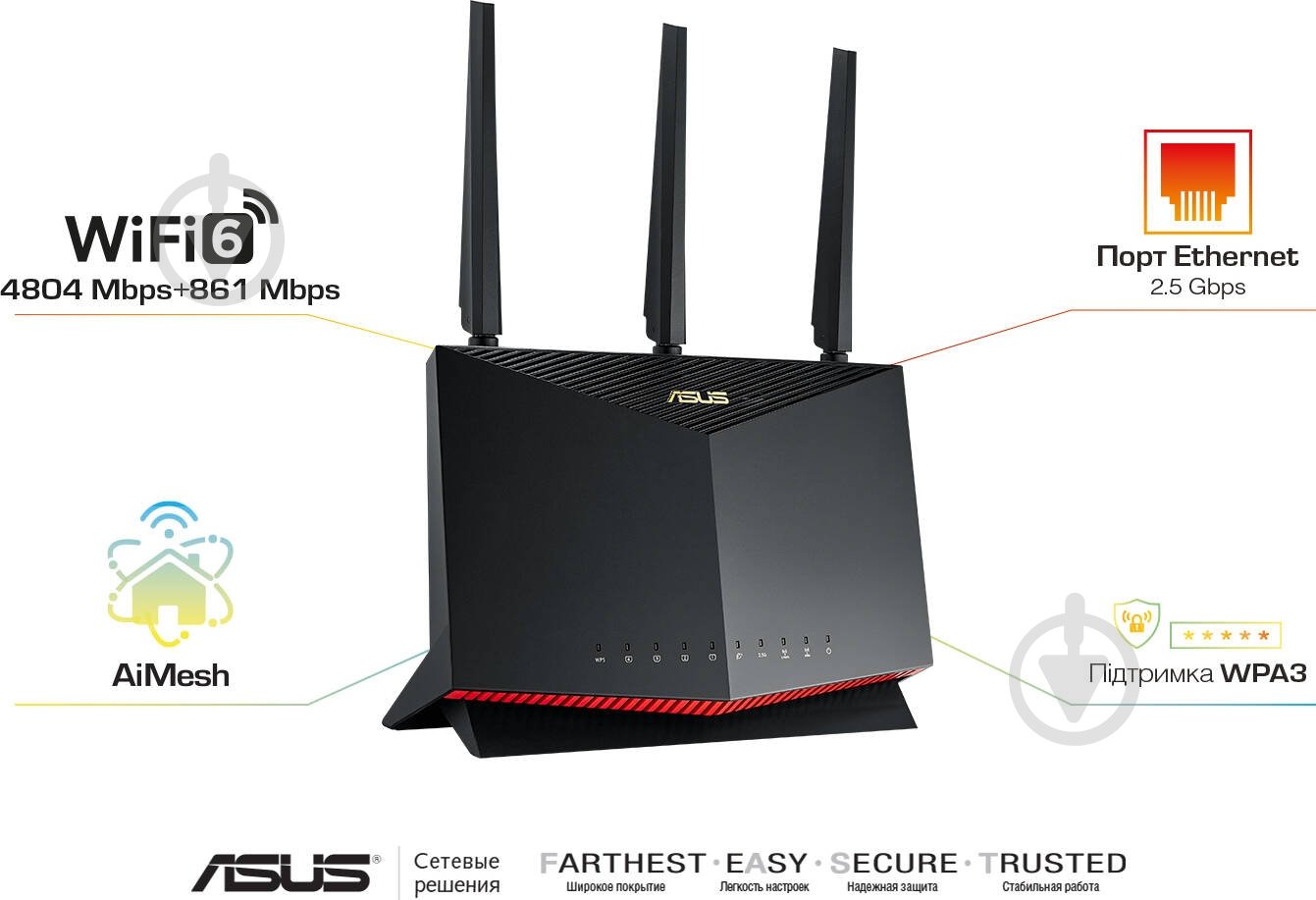 Wi-Fi-роутер Asus RT-AX86U - фото 1