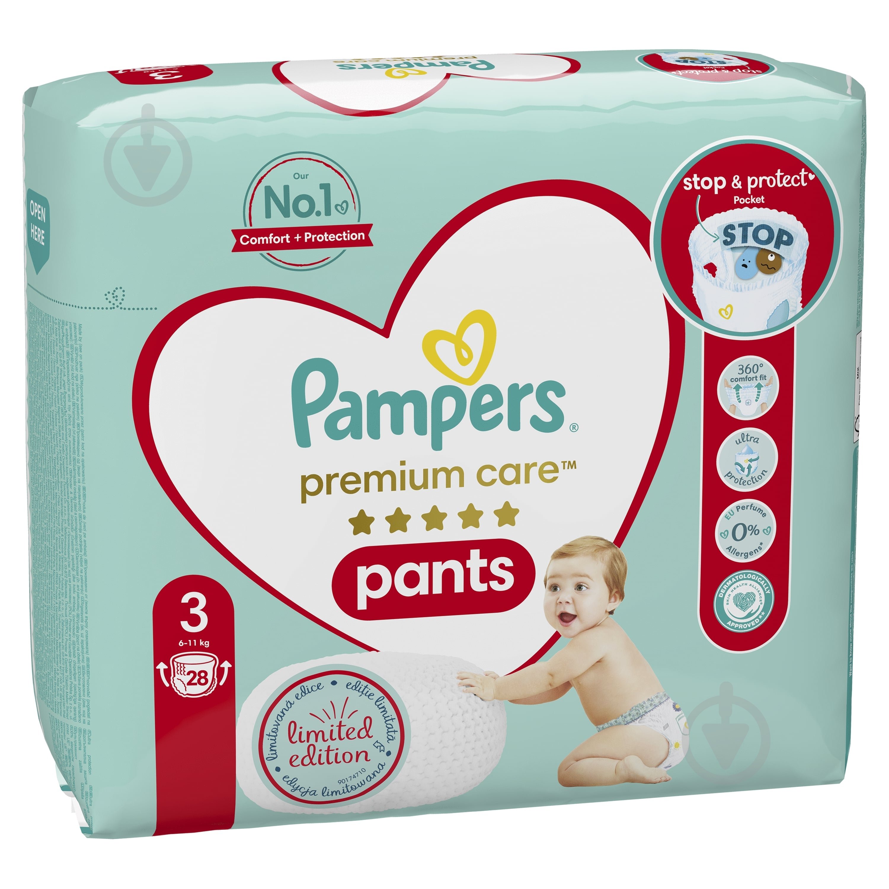 Подгузники-трусики Pampers Premium Care 3 6-11 кг 28 шт. - фото 3 Подгузники-трусики Pampers Premium Care 3 6-11 кг 28 шт. - фото 3