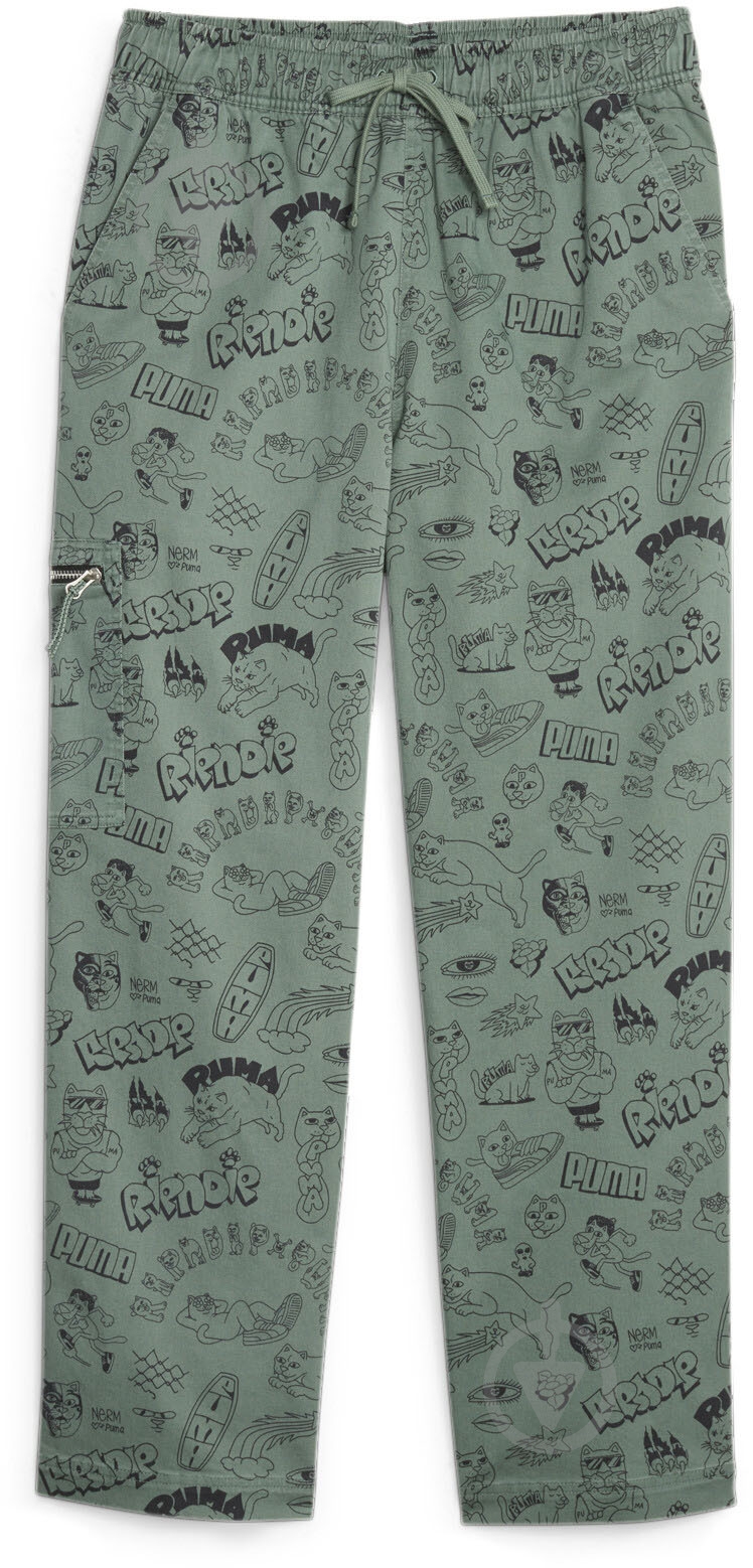 Штани Puma PUMA X RIPNDIP AOP TWILL PANTS 62220044 р. M зелений - фото 1