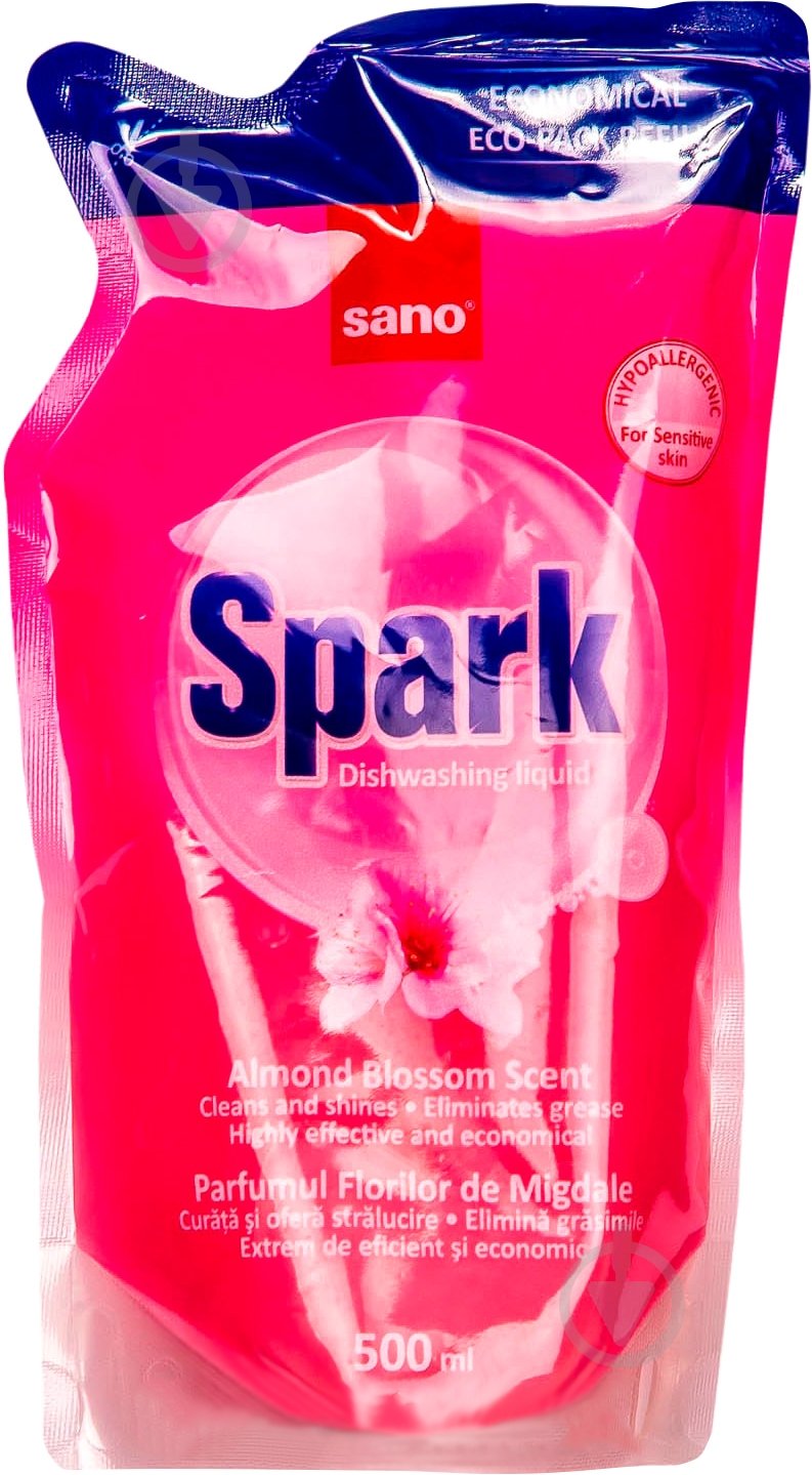 Засіб для ручного миття посуду Sano Spark Мигдаль 0,5 л - фото 1 Засіб для ручного миття посуду Sano Spark Мигдаль 0,5 л - фото 1