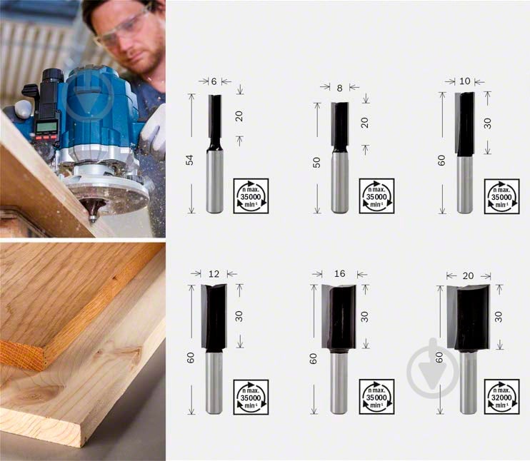 Набор фрез Bosch ПАЗОВЫХ 2607017466 - фото 4