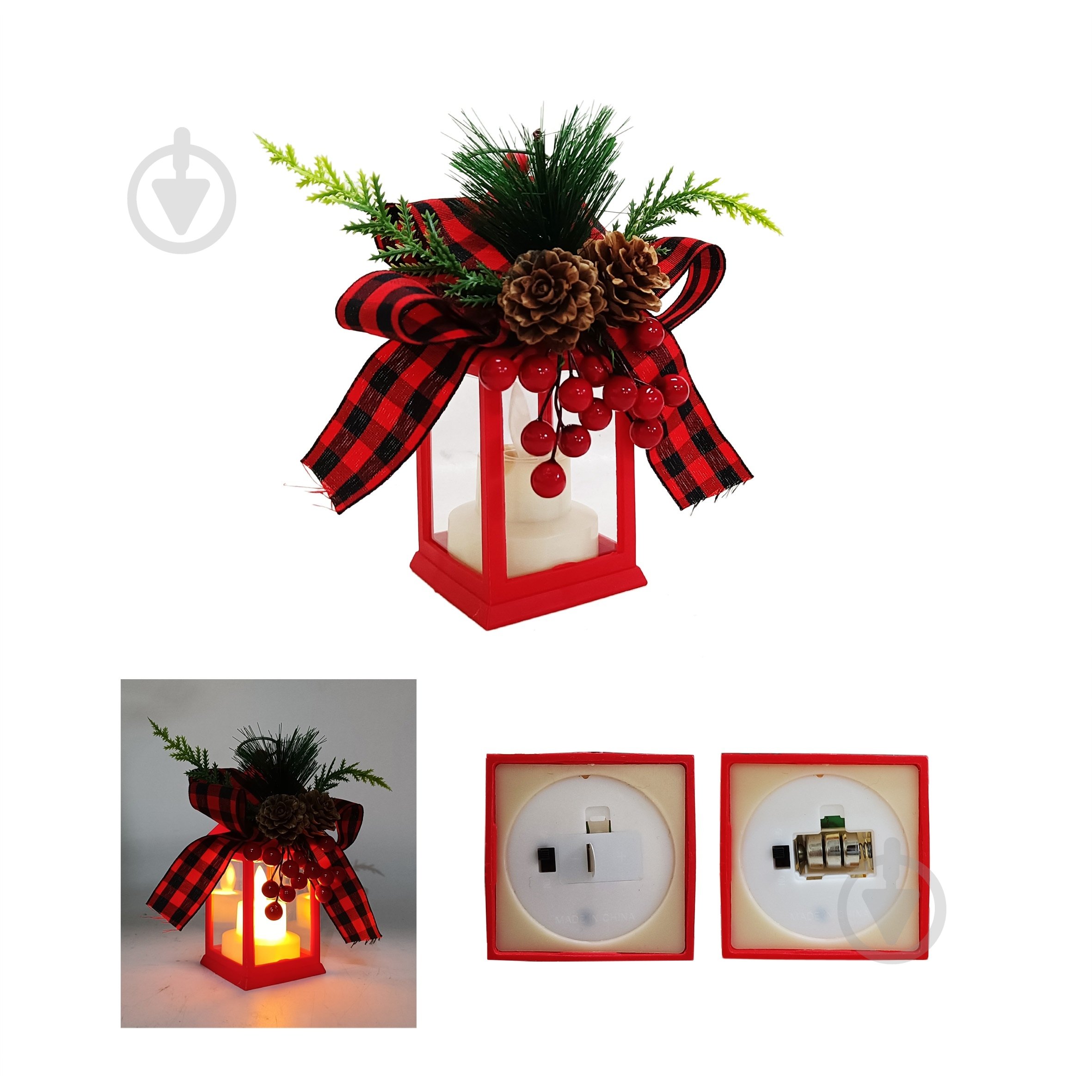 Декорація новорічна Ліхтарик з LED свічкою (KY8-2507) - фото 1