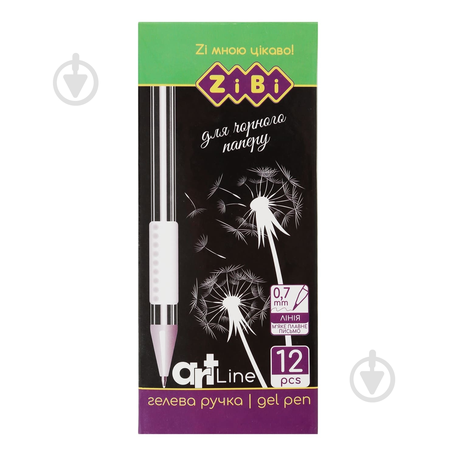 Ручка гелева ZiBi Black Paper біла ART Line ZB.2208-12 - фото 1