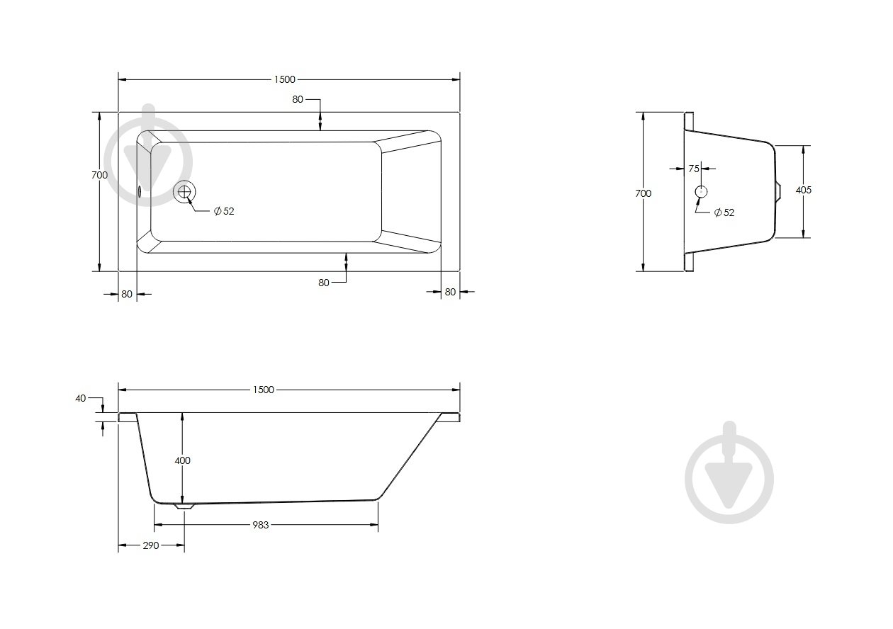 Ванна акриловая HES Neo 150х70 см с ножками - фото 6 Ванна акриловая HES Neo 150х70 см с ножками - фото 6