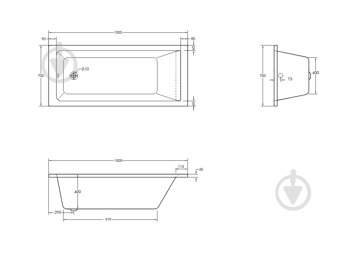 Ванна акриловая HES Forma 150х70 см с ножками - фото 6 Ванна акриловая HES Forma 150х70 см с ножками - фото 6