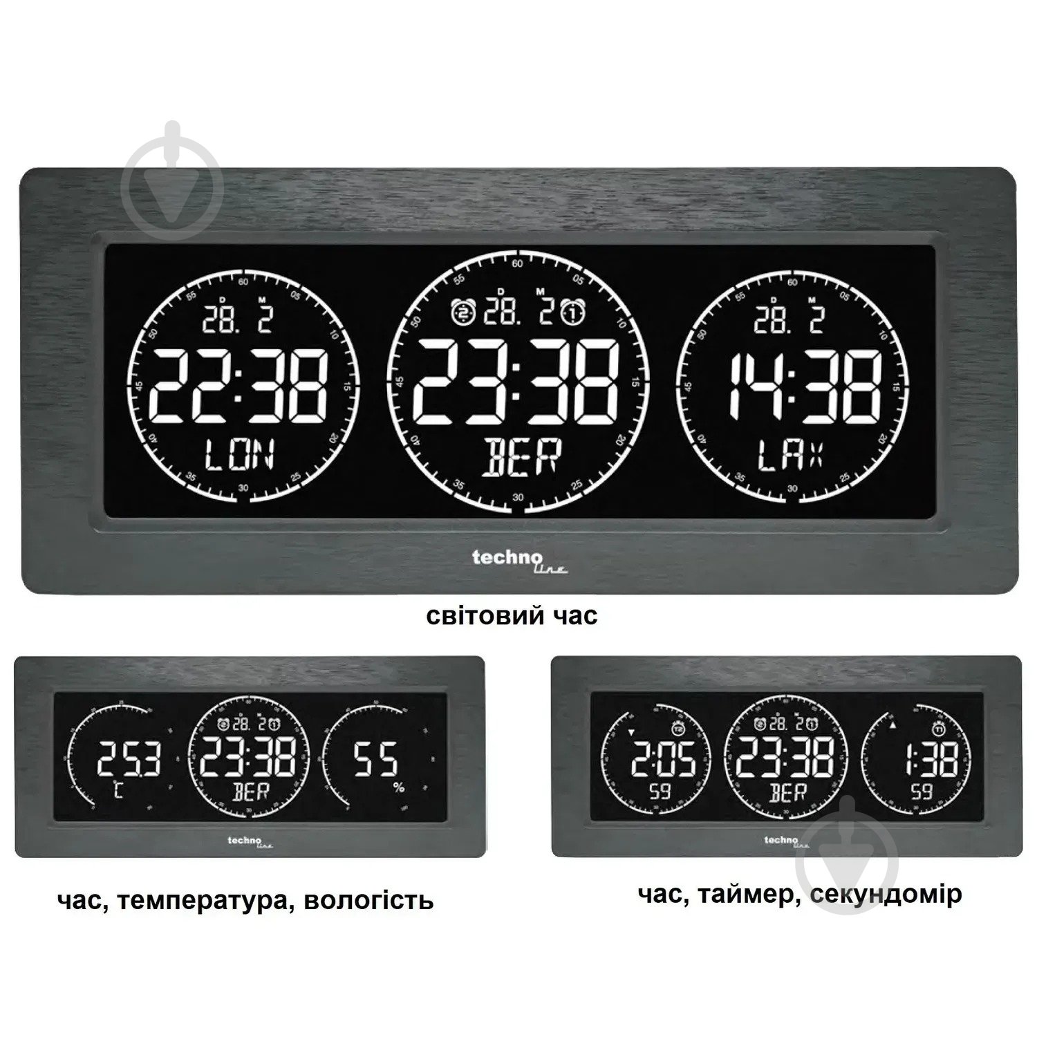 Часы настольные WT458 Black Technoline - фото 2 Часы настольные WT458 Black Technoline - фото 2