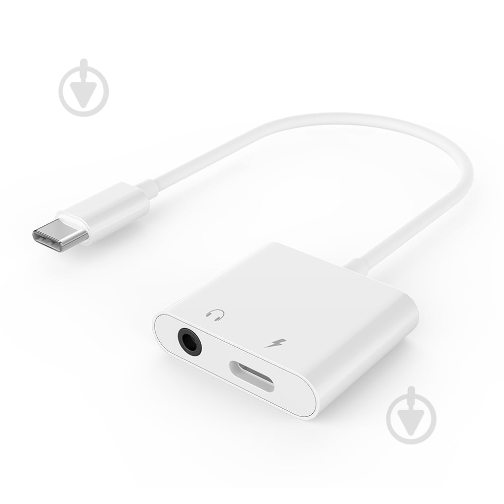 Адаптер для наушников USB-C - стерео-аудио 3.5 mm + USB-C 0,1 м white (A-CM-3.5FP-01) - фото 1