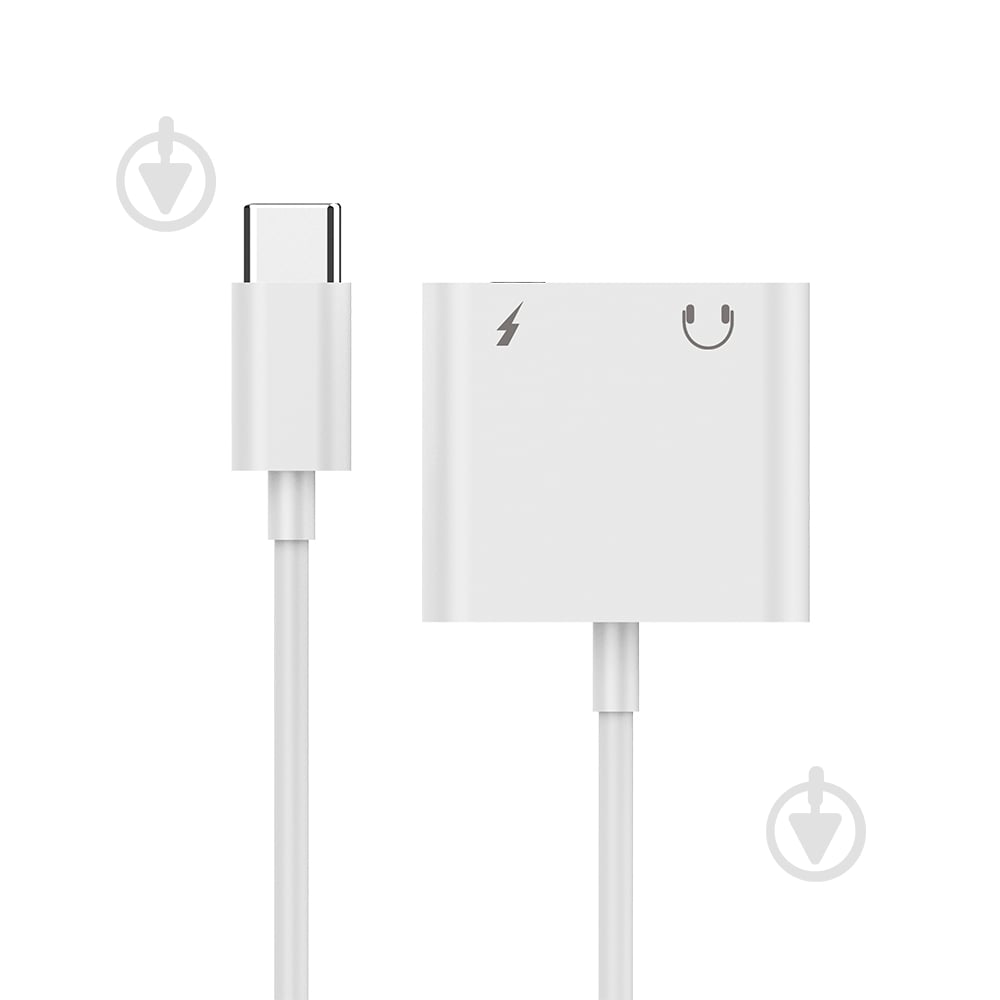 Адаптер для наушников USB-C - стерео-аудио 3.5 mm + USB-C 0,1 м white (A-CM-3.5FP-01) - фото 2