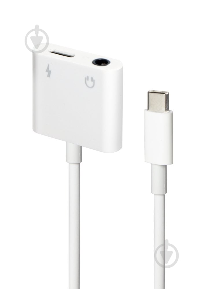 Адаптер для наушников USB-C - стерео-аудио 3.5 mm + USB-C 0,1 м white (A-CM-3.5FP-01) - фото 3