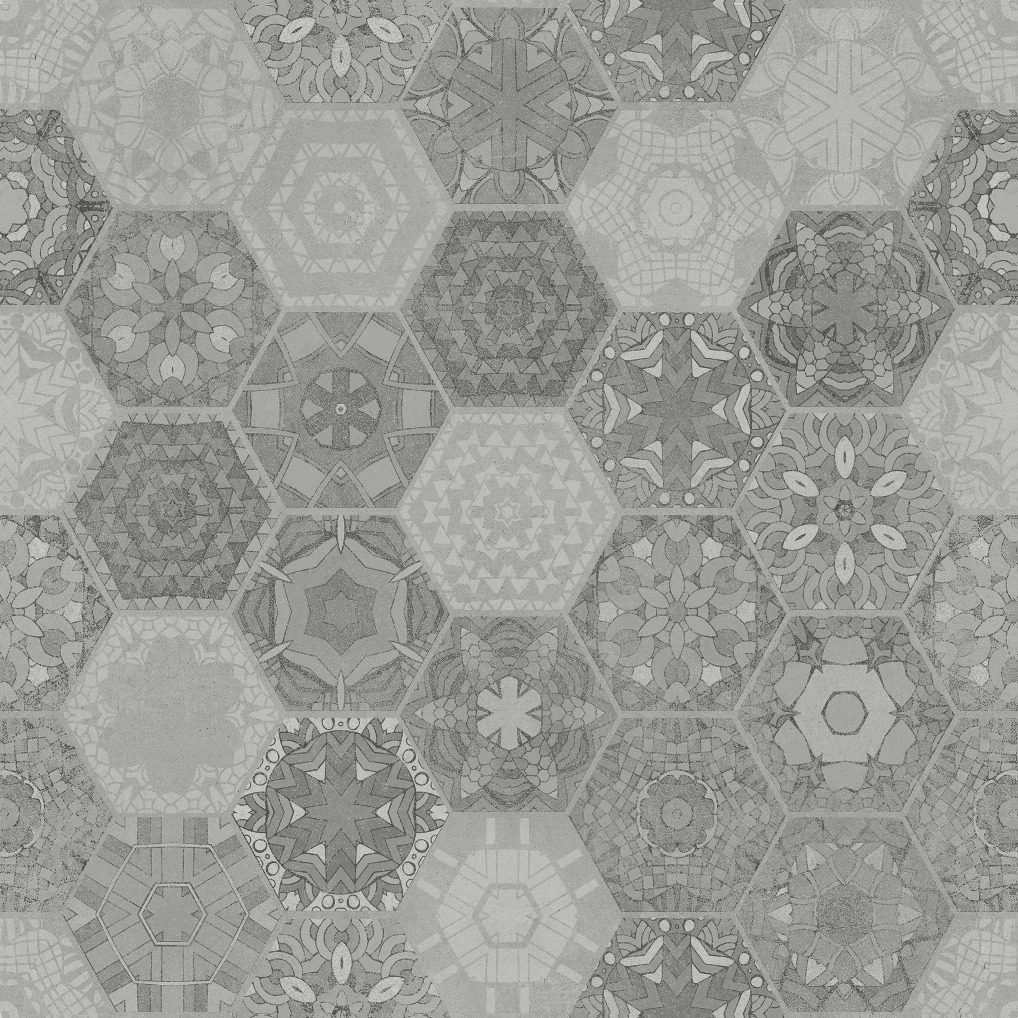 Плитка Stargres Patchwork Нexagon Grey Rett 60x60 см - фото 5