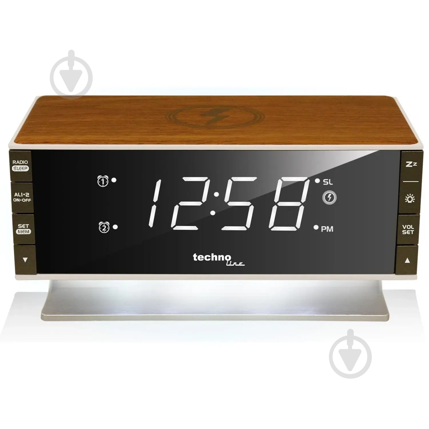 Годинник настільний WT487 Wireless Mobile Charging White/Brown Technoline - фото 1