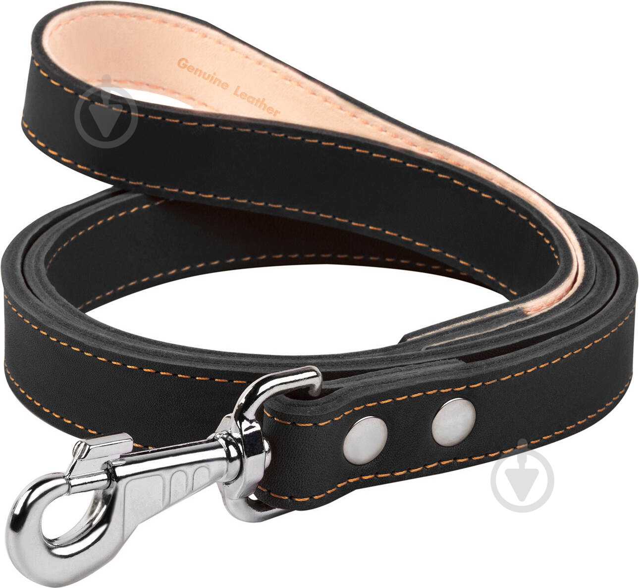 Поводок Collar двойной с прошивкой 2,5х122см черный - фото 1