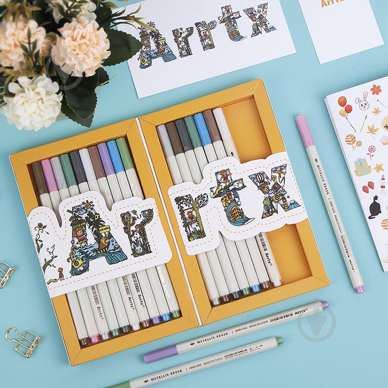 Набір маркерів Arrtx металевих 10 кольорів 20 шт. AMP-1500 LC302291 - фото 2