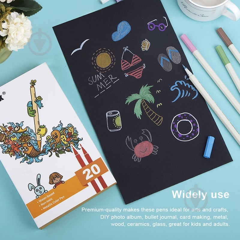 Набір маркерів Arrtx металевих 10 кольорів 20 шт. AMP-1500 LC302291 - фото 6