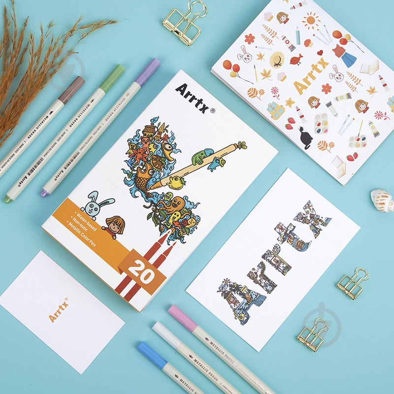 Набір маркерів Arrtx металевих 10 кольорів 20 шт. AMP-1500 LC302291 - фото 9