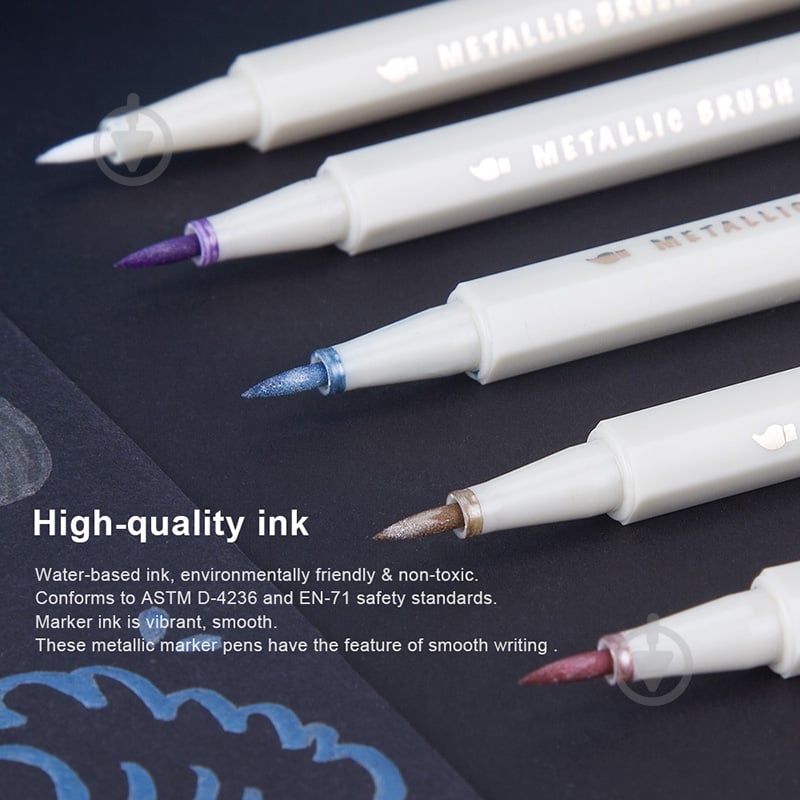 Набір маркерів Arrtx металевих 10 кольорів 20 шт. AMP-1500 LC302291 - фото 4