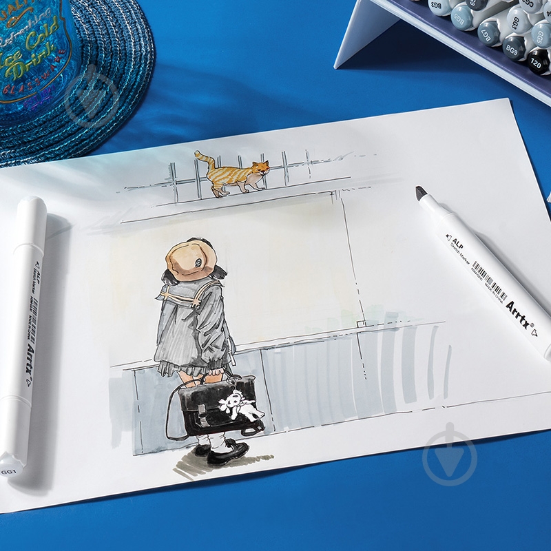 Набор маркеров Arrtx спиртовых Alp ASM-02GY 32 цвета серые оттенки LC302277 - фото 8 Набор маркеров Arrtx спиртовых Alp ASM-02GY 32 цвета серые оттенки LC302277 - фото 8