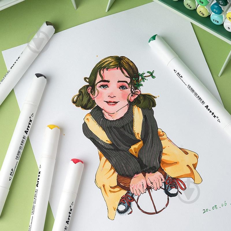 Набір маркерів Arrtx спиртових Alp ASM-02GN 24 кольору зелені відтінки зелений LC302246 - фото 10 Набір маркерів Arrtx спиртових Alp ASM-02GN 24 кольору зелені відтінки зелений LC302246 - фото 10