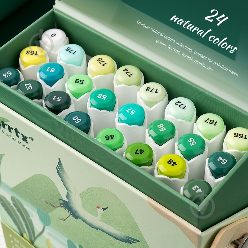 Набір маркерів Arrtx спиртових Alp ASM-02GN 24 кольору зелені відтінки зелений LC302246 - фото 3 Набір маркерів Arrtx спиртових Alp ASM-02GN 24 кольору зелені відтінки зелений LC302246 - фото 3