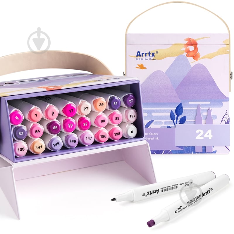 Набор маркеров Arrtx спиртовых Alp ASM-02PL 24 цвета фиолетовые оттенки LC302239 - фото 1