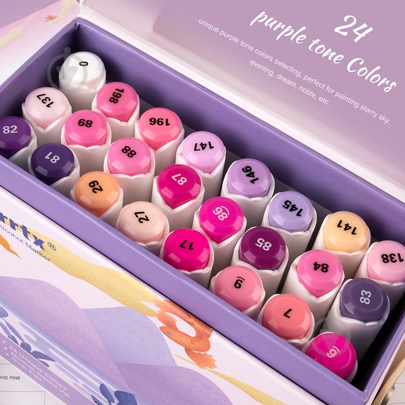 Набор маркеров Arrtx спиртовых Alp ASM-02PL 24 цвета фиолетовые оттенки LC302239 - фото 3