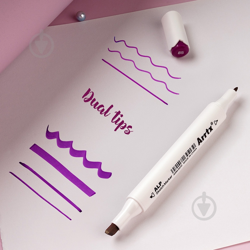 Набор маркеров Arrtx спиртовых Alp ASM-02PL 24 цвета фиолетовые оттенки LC302239 - фото 5