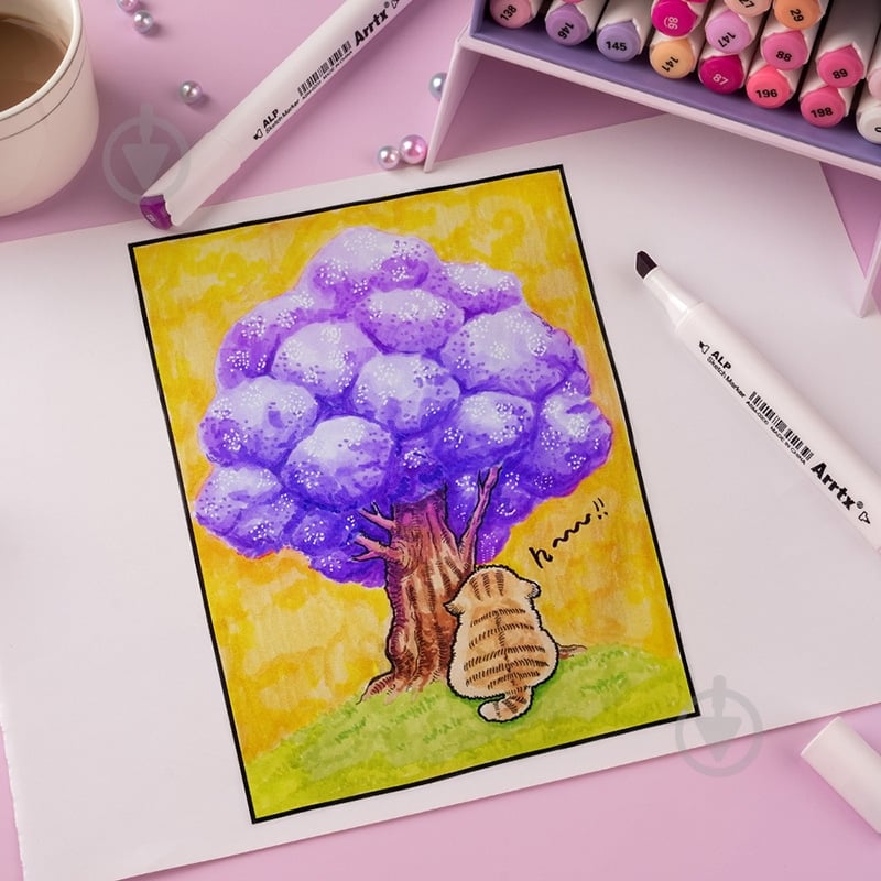 Набор маркеров Arrtx спиртовых Alp ASM-02PL 24 цвета фиолетовые оттенки LC302239 - фото 9