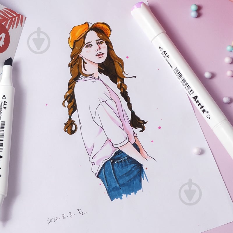 Набор маркеров Arrtx спиртовых Alp ASM-02PL 24 цвета фиолетовые оттенки LC302239 - фото 10