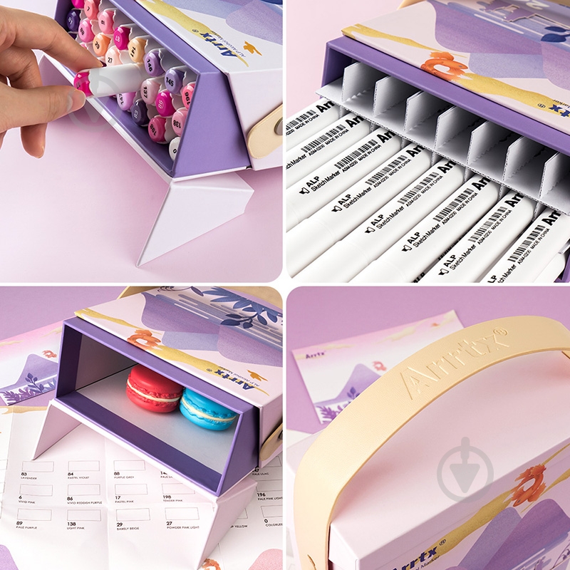 Набор маркеров Arrtx спиртовых Alp ASM-02PL 24 цвета фиолетовые оттенки LC302239 - фото 12