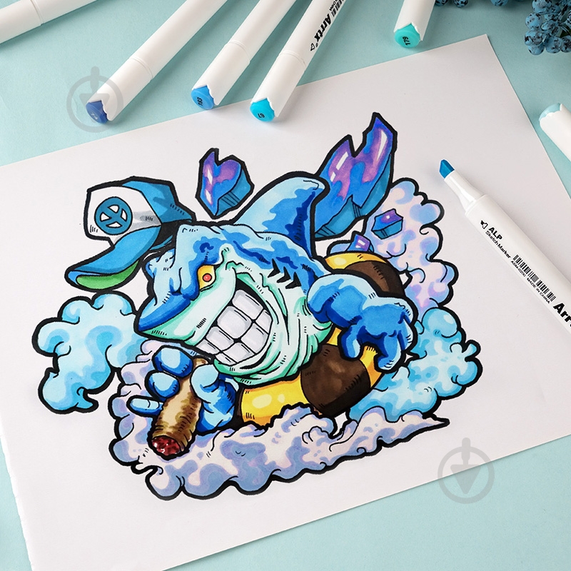 Набір маркерів Arrtx спиртових Alp ASM-02BU 24 кольору сині відтінки LC302215 - фото 9 Набір маркерів Arrtx спиртових Alp ASM-02BU 24 кольору сині відтінки LC302215 - фото 9