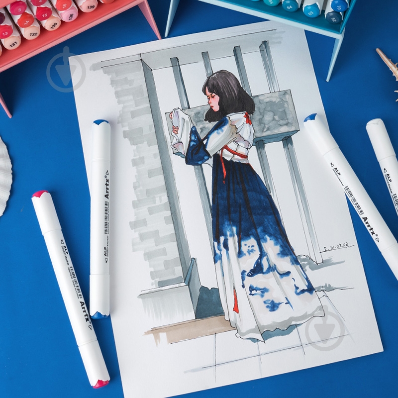 Набір маркерів Arrtx спиртових Alp ASM-02BU 24 кольору сині відтінки LC302215 - фото 10 Набір маркерів Arrtx спиртових Alp ASM-02BU 24 кольору сині відтінки LC302215 - фото 10