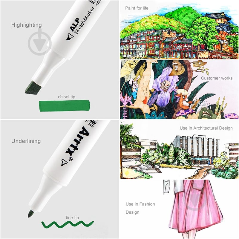 Набор маркеров Arrtx спиртовых Alp ASM-0280A 80 цветов LC302192 - фото 9